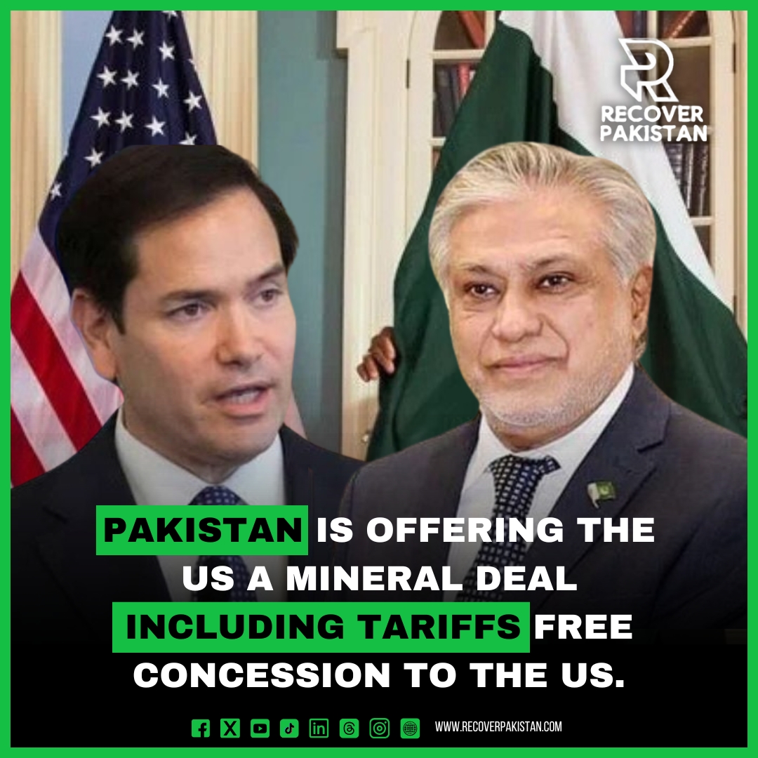 Pakistan is offering the US a mineral deal including tariffs. Free concession to the US.