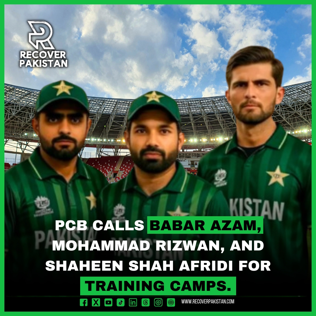 PCB calls Babar Azam, Mohammad Rizwan, and Shaheen Shah Afridi for training camps.